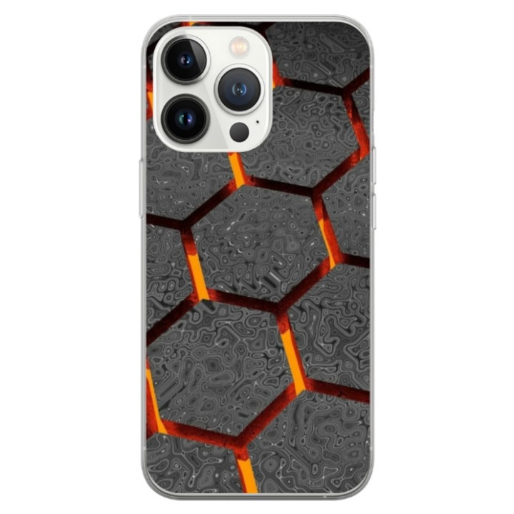 Husa personalizata tip carcasa HQPrint pentru Apple iPhone 17 Pro, model Lava Hex, multicolor, S1D1M0265, Atlas