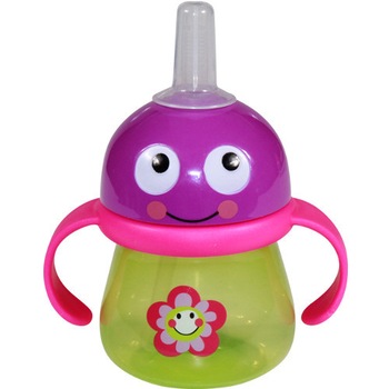 Cana Lorelli Printed Hood cu Pai si Manere Baby Care 250 ml, Green Flower Cana Lorelli Printed Hood cu Pai si Manere Baby Care 250 ml, Green Flower