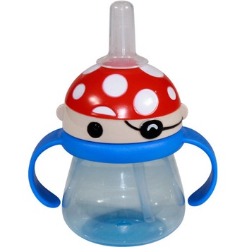 Cana Lorelli Printed Hood cu Pai si Manere Baby Care 250 ml, Blue Pirate Cana Lorelli Printed Hood cu Pai si Manere Baby Care 250 ml, Blue Pirate