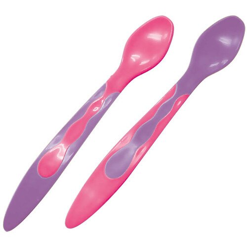 Set Lorelli Doua Lingurite Flexibile cu Maner Anatomic Baby Care, Pink Violet