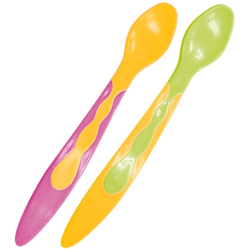 Set Lorelli Doua Lingurite Flexibile cu Maner Anatomic Baby Care, Pink Yellow
