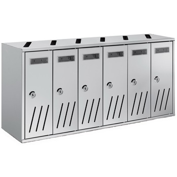 Ansamblu 6 cutii postale de interior, 620x175x300 mm, aluminiu anodizat, AL6/A Ansamblu 6 cutii postale de interior, 620x175x300 mm, aluminiu anodizat, AL6/A