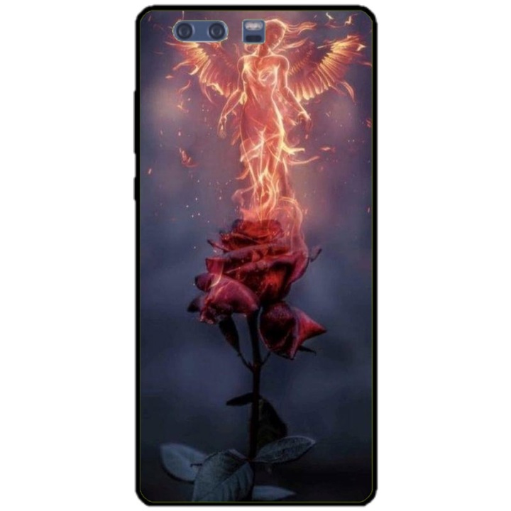 Husa personalizata tip carcasa HQPrint pentru Huawei P10 Plus, model Fire Rose, multicolor, S1D1M0158, Atlas