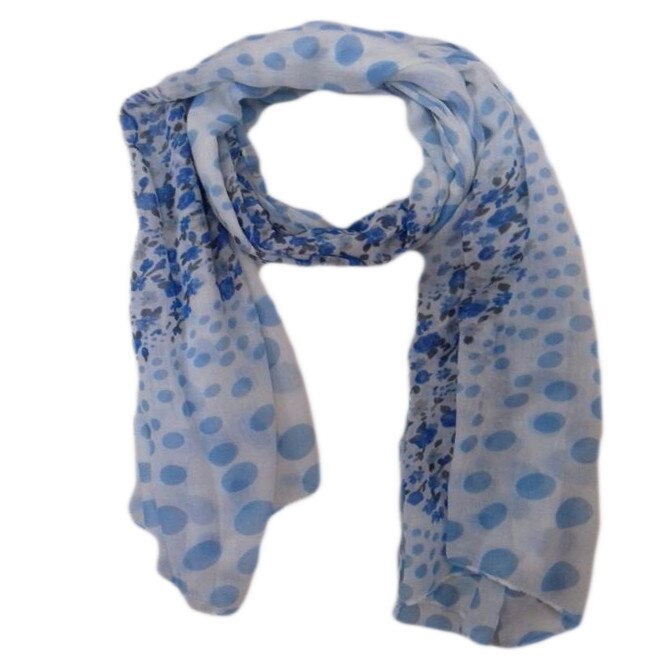 Esarfa mare, cu imprimeu de buline , D&J Exclusive,alba