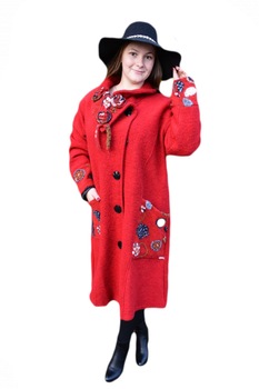 Jacheta chic din lana, design floral deosebit, D&J Exclusive, Rosu Jacheta chic din lana, design floral deosebit, D&J Exclusive, Rosu