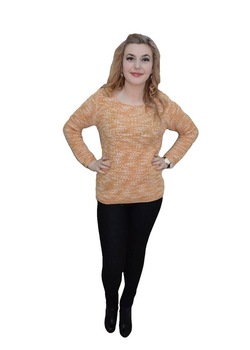 Bluza clasica, tricotata, cu maneca lunga,D&J Exclusive, Portocaliu Bluza clasica, tricotata, cu maneca lunga,D&J Exclusive, Portocaliu