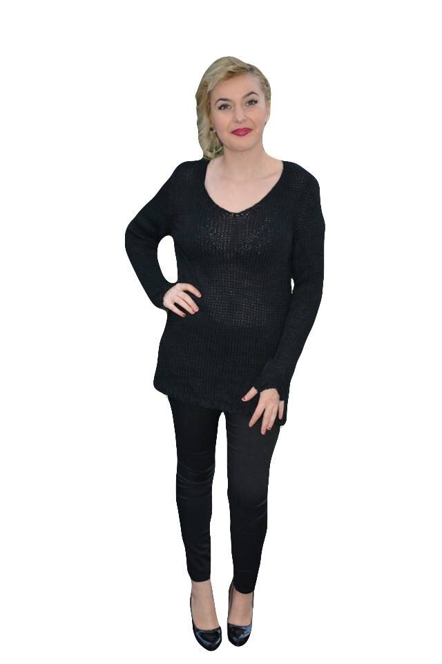 Bluza tinereasca de iarna, din material calduros,masura mare,D&J Exclusive, Negru