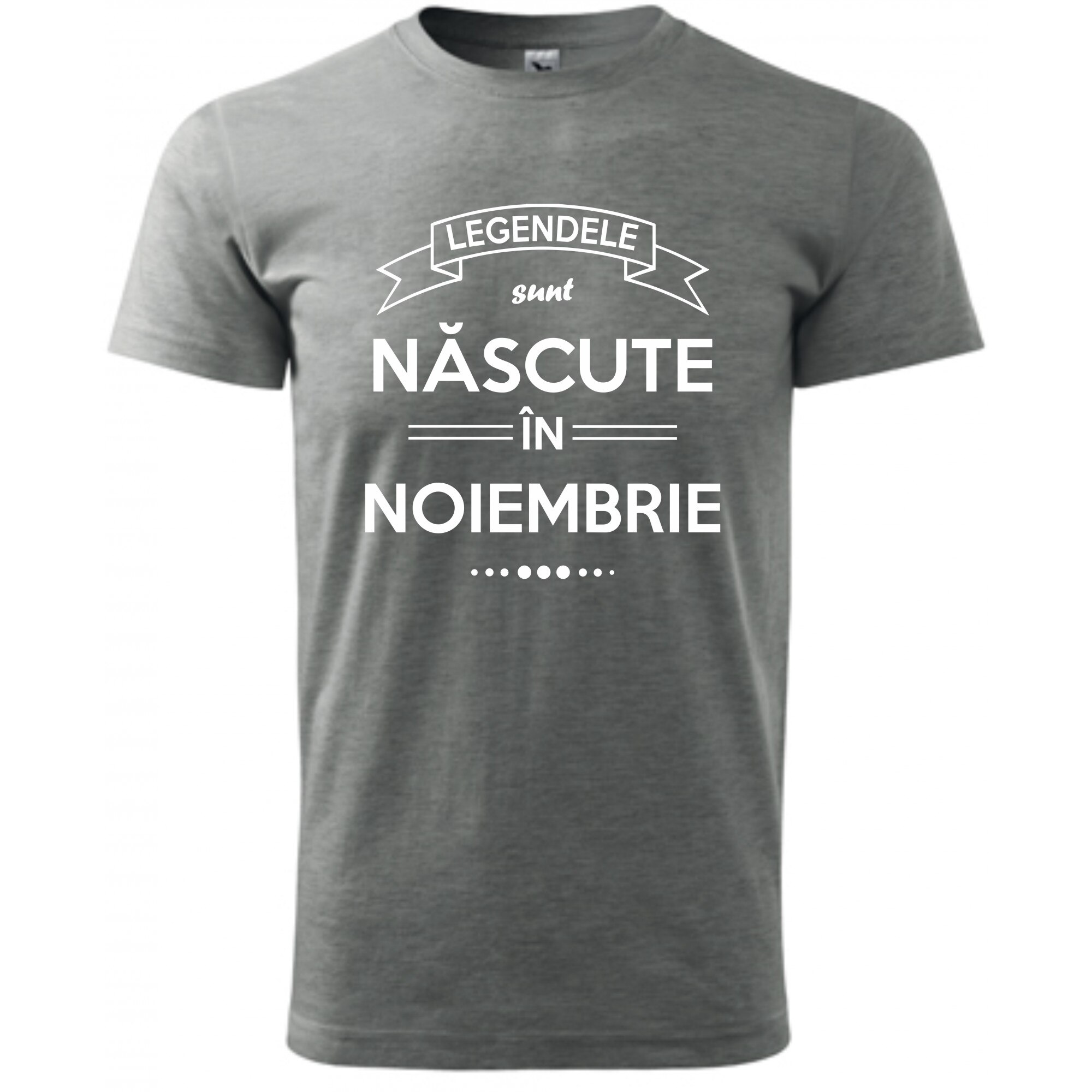 Tricou personalizat barbati gri marime S Legendele sunt nascute in noiembrie