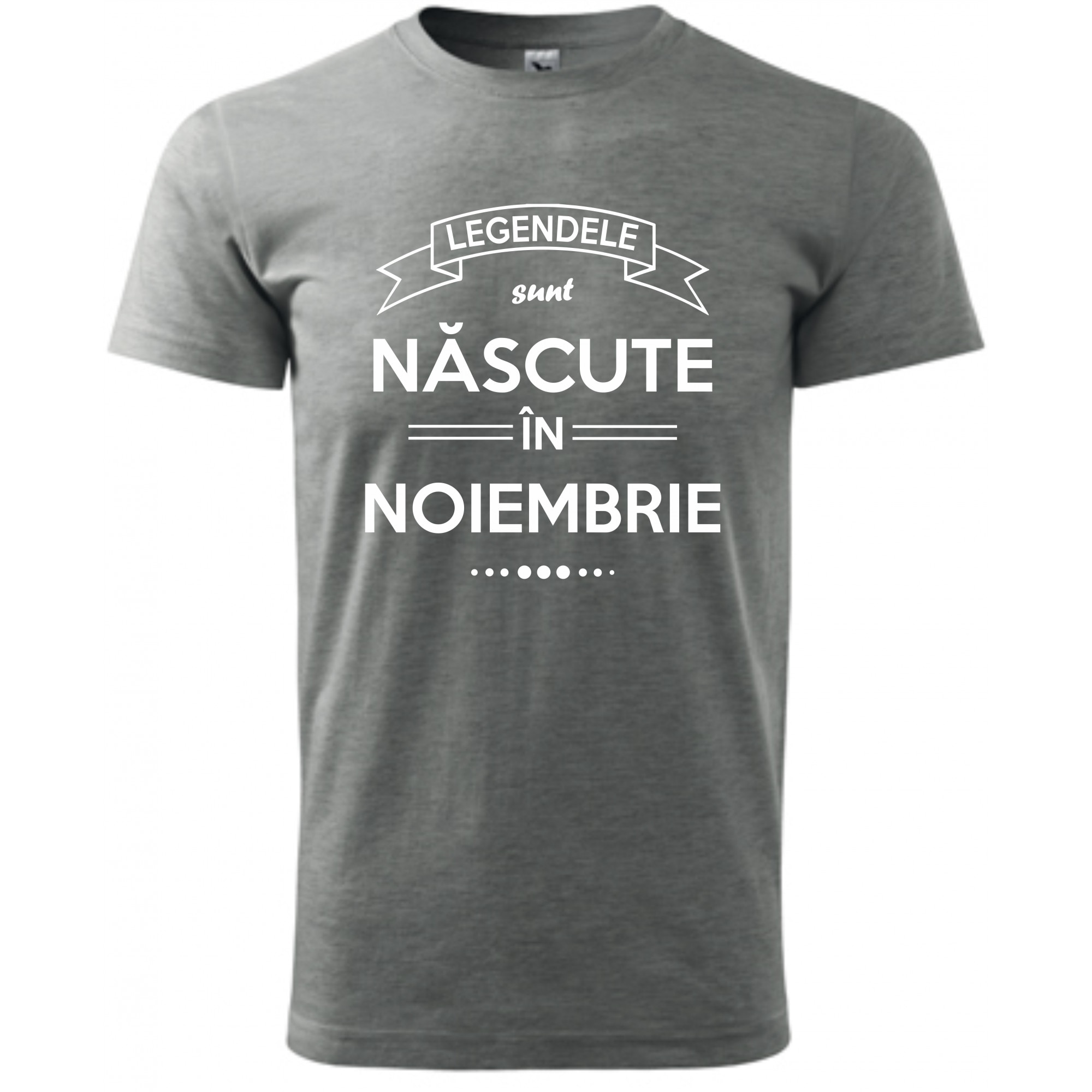 Tricou personalizat barbati gri marime L Legendele sunt nascute in noiembrie