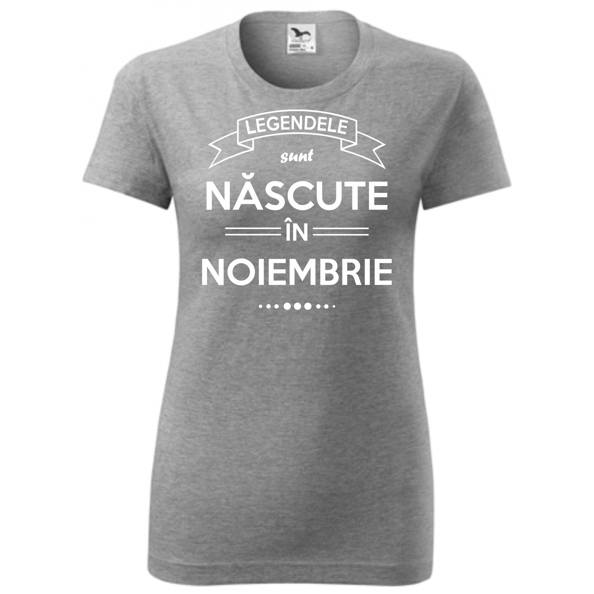 Tricou personalizat femei marime M gri Legendele Sunt Nascute In Noiembrie