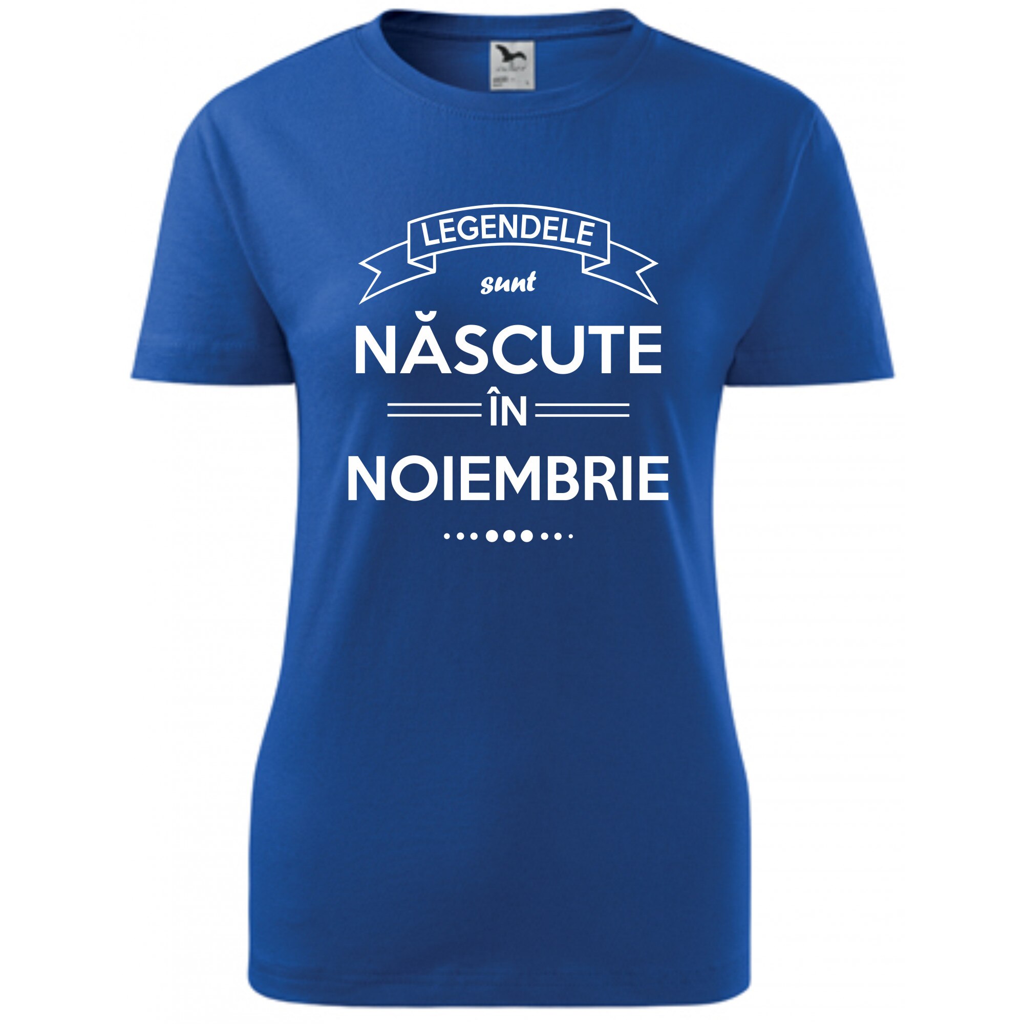 Tricou personalizat femei albastru marime L Legendele Sunt Nascute In Noiembrie