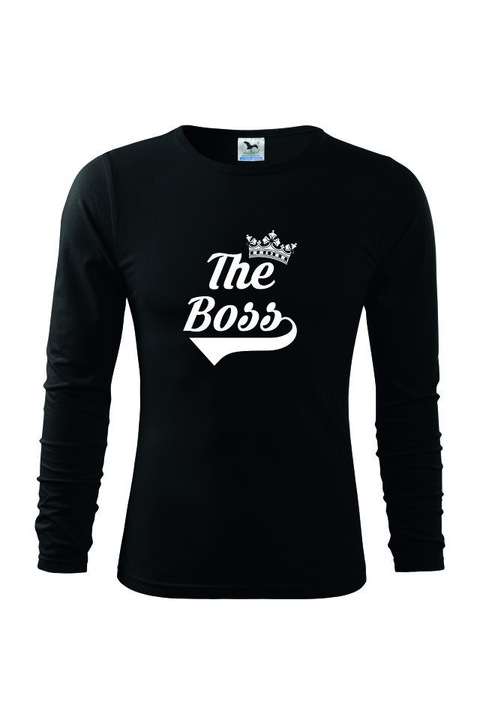Bluza de barbati basic fit-t long sleeve the boss alb, Alb/Negru