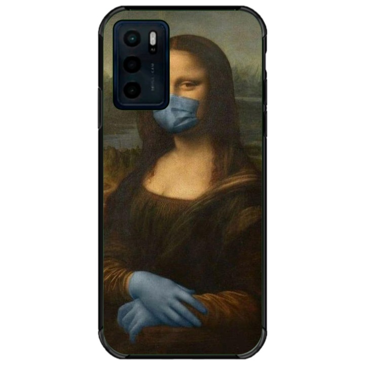 Husa personalizata tip carcasa HQPrint pentru Motorola Moto G42, model Covid Mona Lisa, multicolor, S1D1M0327, Atlas