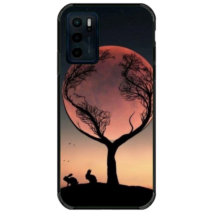 Husa personalizata tip carcasa HQPrint pentru Motorola Moto G42, model Moon Tree, multicolor, S1D1M0068, Atlas