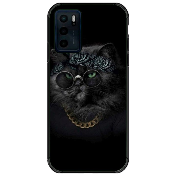 Husa personalizata tip carcasa HQPrint pentru Motorola Moto G42, model Black Cat 4, multicolor, S1D1M0097, Atlas