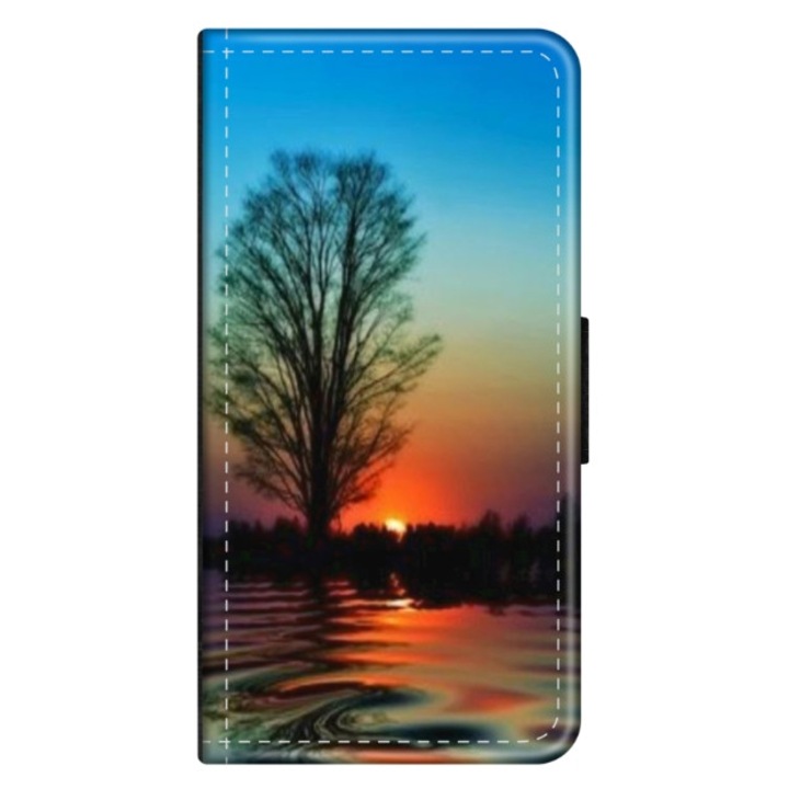 Husa personalizata tip carte HQPrint pentru Samsung Galaxy S21 FE, model Apus, multicolor, S1D1M0006, Atlas
