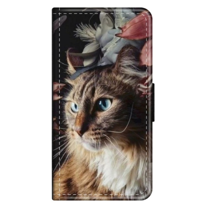 Husa personalizata tip carte HQPrint pentru Huawei P10 Plus, model Cat 1, multicolor, S1D1M0143, Atlas
