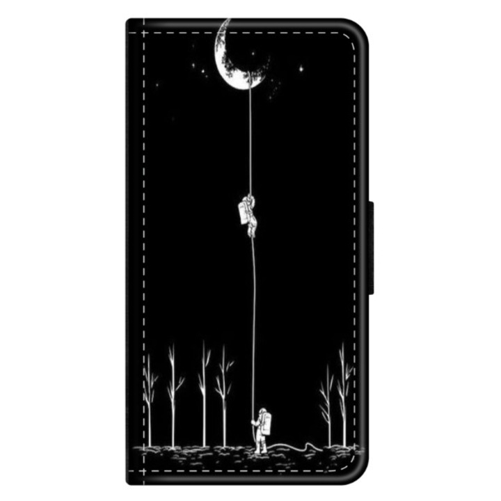 Husa personalizata tip carte HQPrint pentru Xiaomi Redmi Note 9S, model Climbing to the Moon, multicolor, S1D1M0233, Atlas