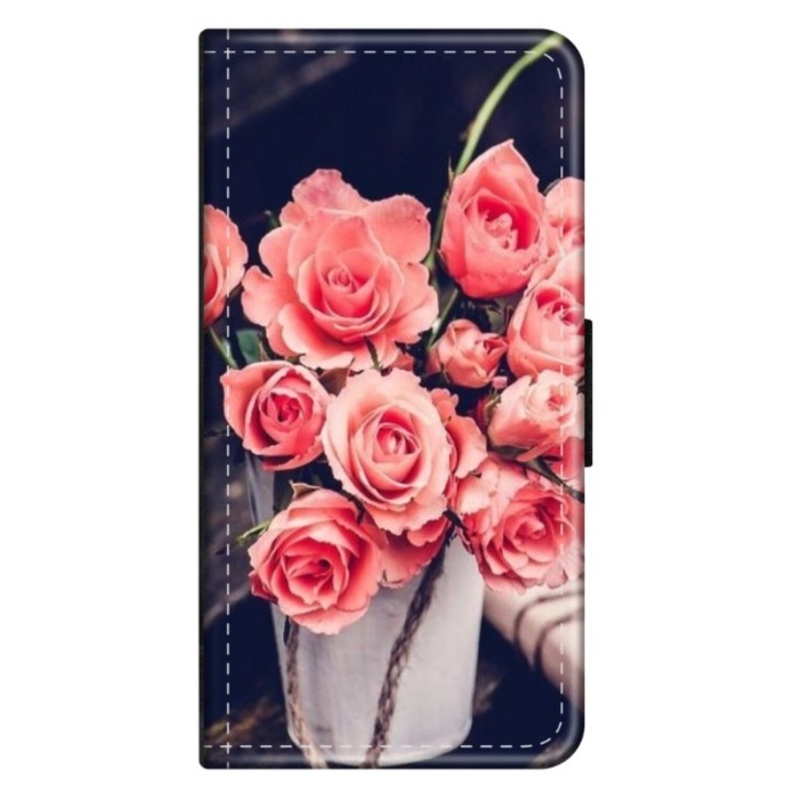 Husa personalizata tip carte HQPrint pentru Huawei P10 Plus, model Flowers 22, multicolor, S1D1M0379, Atlas