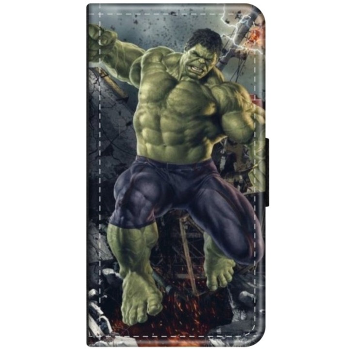 Husa personalizata tip carte HQPrint pentru Xiaomi Redmi Note 9 Pro Max, model Hulk 1, multicolor, S1D1M0099, Atlas