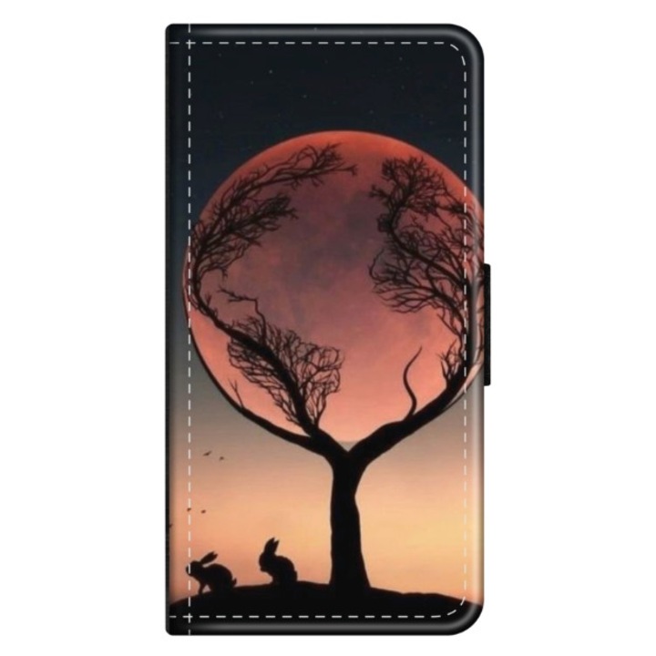 Husa personalizata tip carte HQPrint pentru Huawei P10 Plus, model Moon Tree, multicolor, S1D1M0068, Atlas