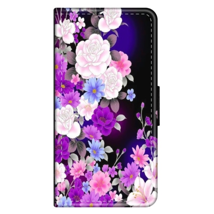 Husa personalizata tip carte HQPrint pentru Huawei P10 Plus, model Flowers 3, multicolor, S1D1M0039, Atlas