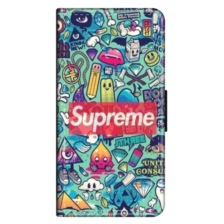 Husa personalizata tip carte HQPrint pentru Huawei P10 Plus, model Supreme, multicolor, S1D1M0360, Atlas