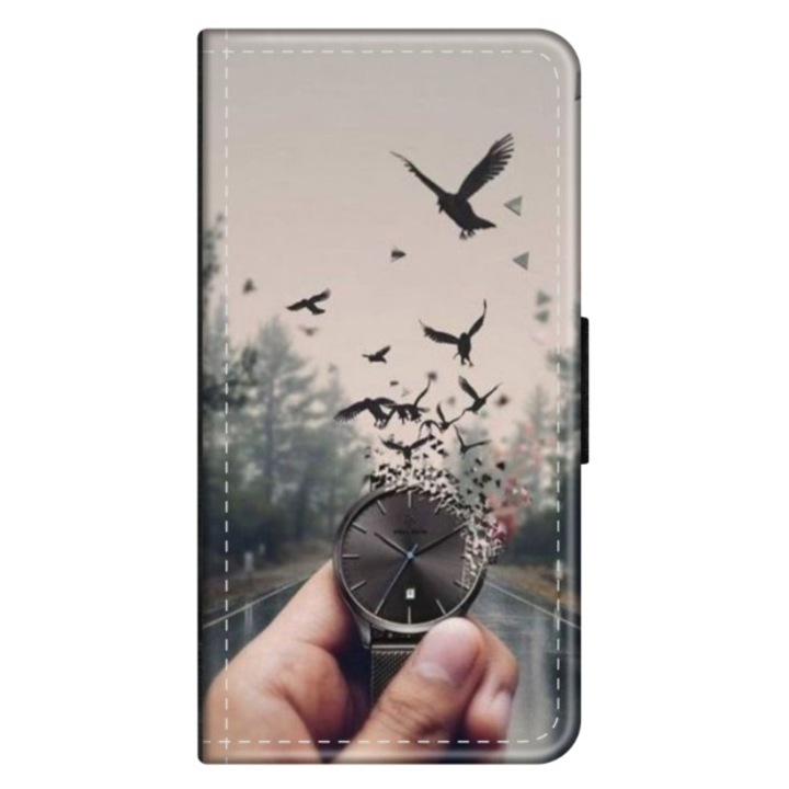 Husa personalizata tip carte HQPrint pentru Huawei P10 Plus, model Time Flies 2, multicolor, S1D1M0365, Atlas