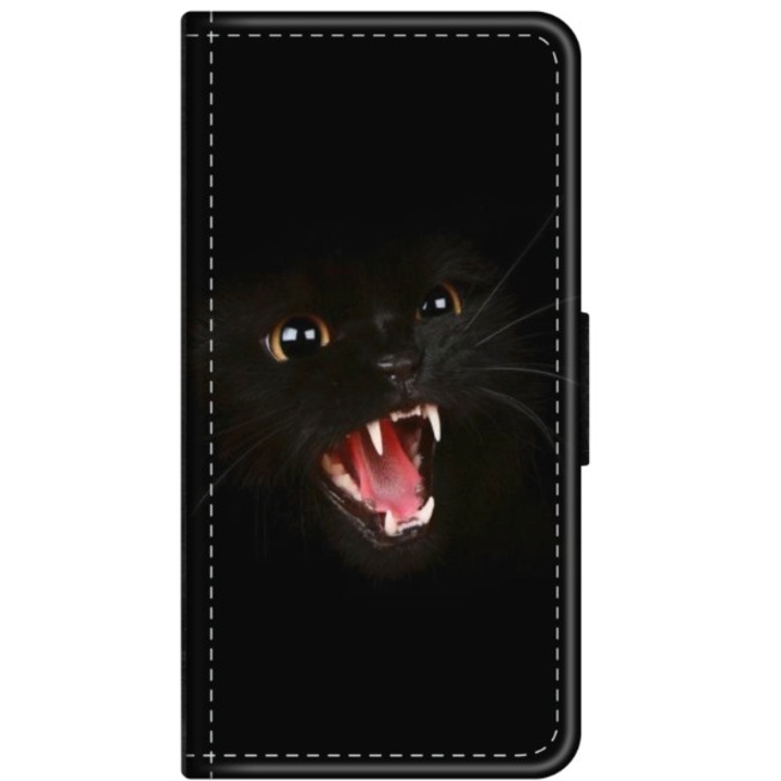 Husa personalizata tip carte HQPrint pentru Huawei P10 Plus, model Black Cat 2, multicolor, S1D1M0016, Atlas