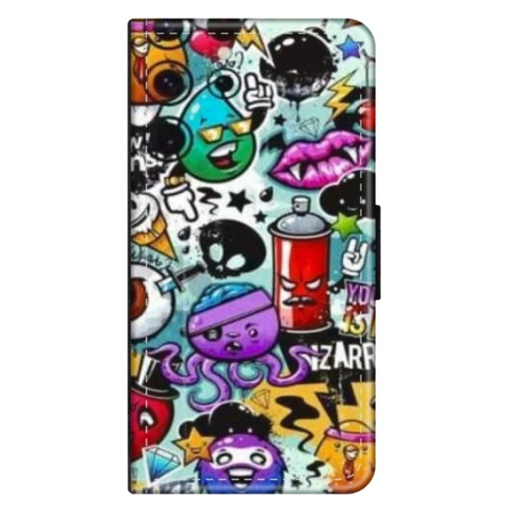 Husa personalizata tip carte HQPrint pentru Huawei P10 Plus, model Grafitti, multicolor, S1D1M0289, Atlas