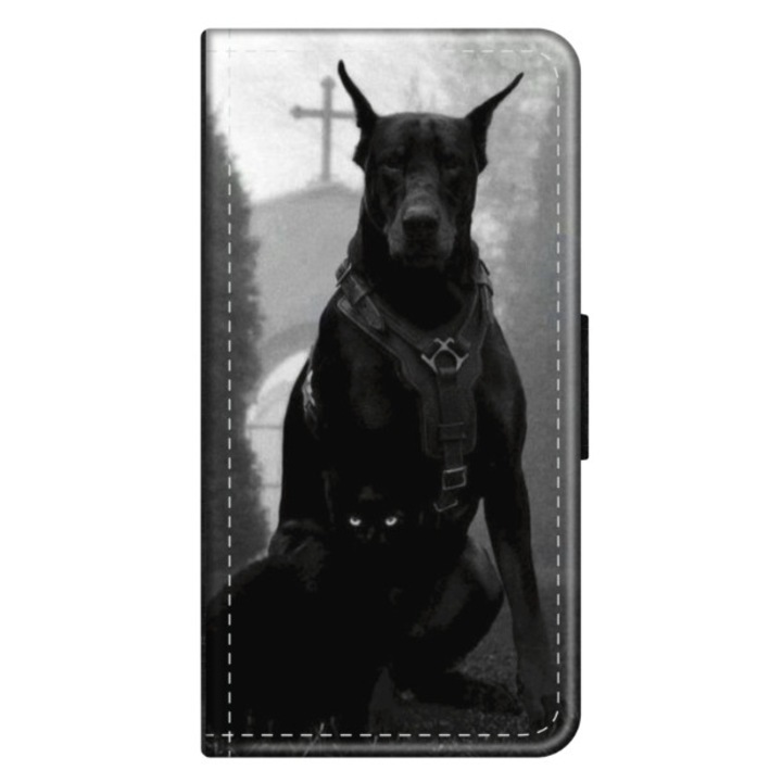 Husa personalizata tip carte HQPrint pentru Huawei P10 Plus, model Doberman, multicolor, S1D1M0018, Atlas