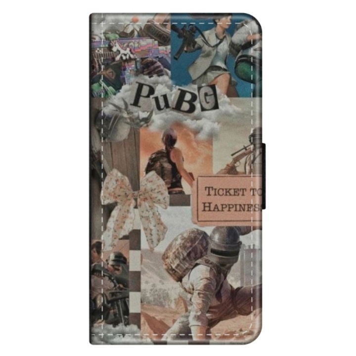 Husa personalizata tip carte HQPrint pentru Samsung Galaxy S21 FE, model PUBG 2, multicolor, S1D1M0363, Atlas
