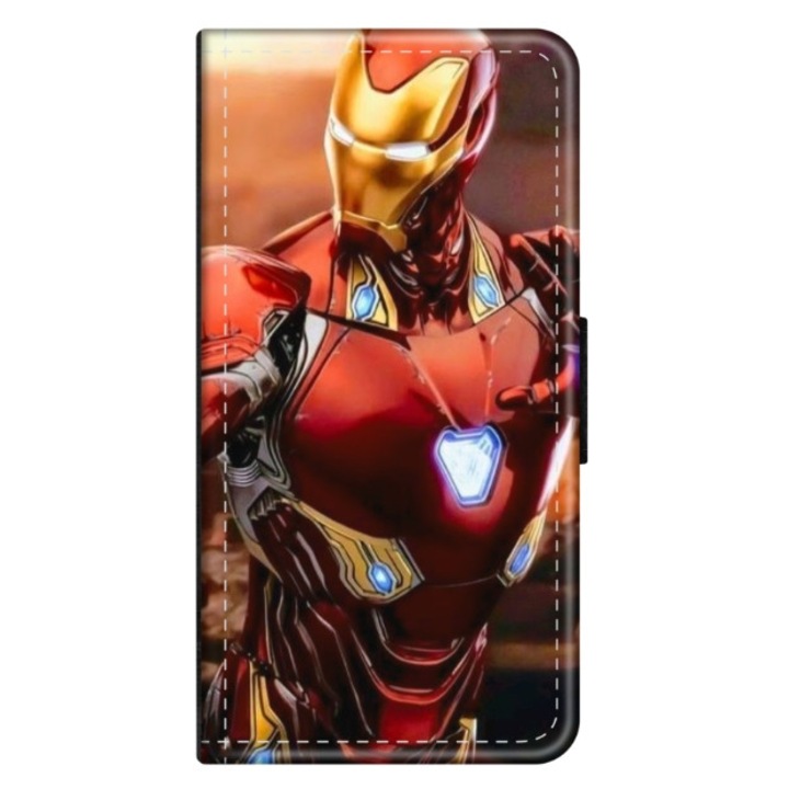 Husa personalizata tip carte HQPrint pentru Huawei P10 Plus, model Iron Man 1, multicolor, S1D1M0102, Atlas
