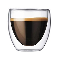Pahar din sticla cu pereti dubli, Quasar&Co., 250 ml, pahar termic, design modern, pahar termorezistent, h 9 cm, d 8 cm