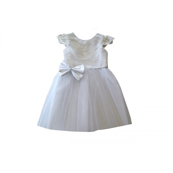 Rochie Alba de ocazie PTK dantela flori si fundIita detasabila - 2 ani Rochie Alba de ocazie PTK dantela flori si fundIita detasabila - 2 ani