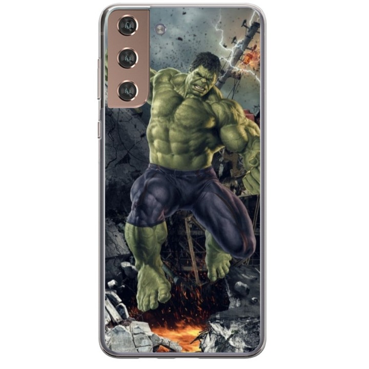 Husa personalizata tip carcasa HQPrint pentru Samsung Galaxy S21 FE, model Hulk 1, multicolor, S1D1M0099, Atlas