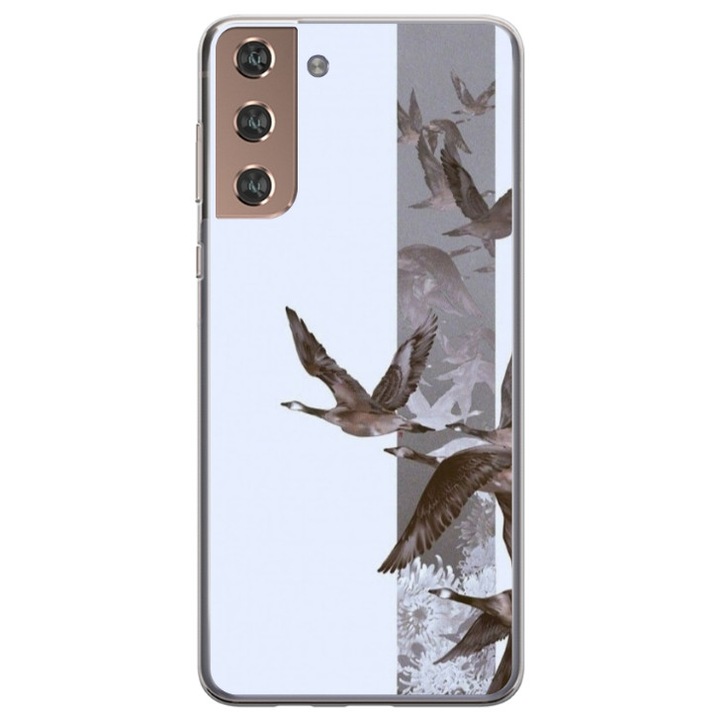 Husa personalizata tip carcasa HQPrint pentru Samsung Galaxy S21 FE, model Birds, multicolor, S1D1M0314, Atlas