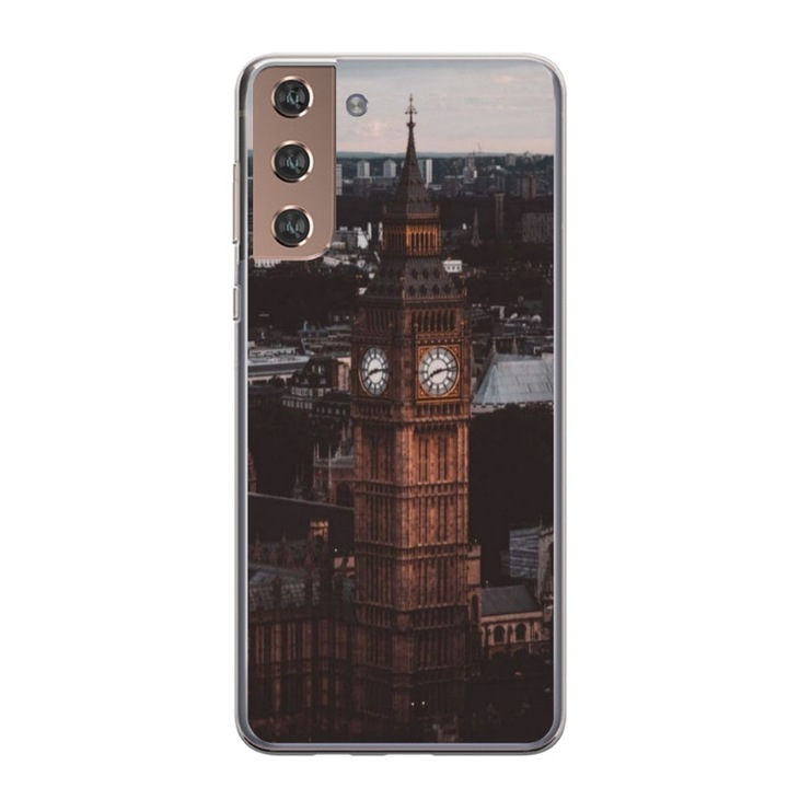Husa personalizata tip carcasa HQPrint pentru Samsung Galaxy S21 FE, model Big Ben 2, multicolor, S1D1M0014, Atlas