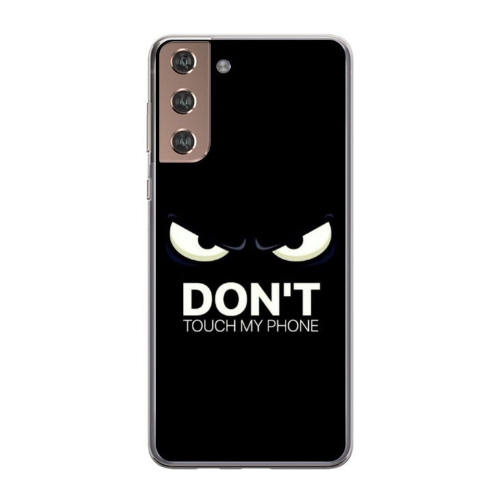 Husa personalizata tip carcasa HQPrint pentru Samsung Galaxy S21 FE, model Dont touch my phone 1, multicolor, S1D1M0035, Atlas
