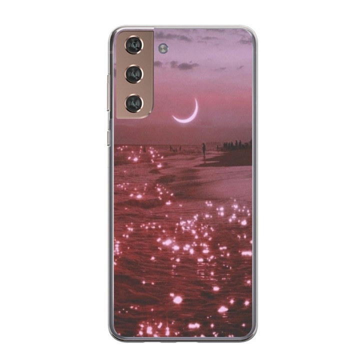 Husa personalizata tip carcasa HQPrint pentru Samsung Galaxy S21 FE, model Pink Sky, multicolor, S1D1M0129, Atlas