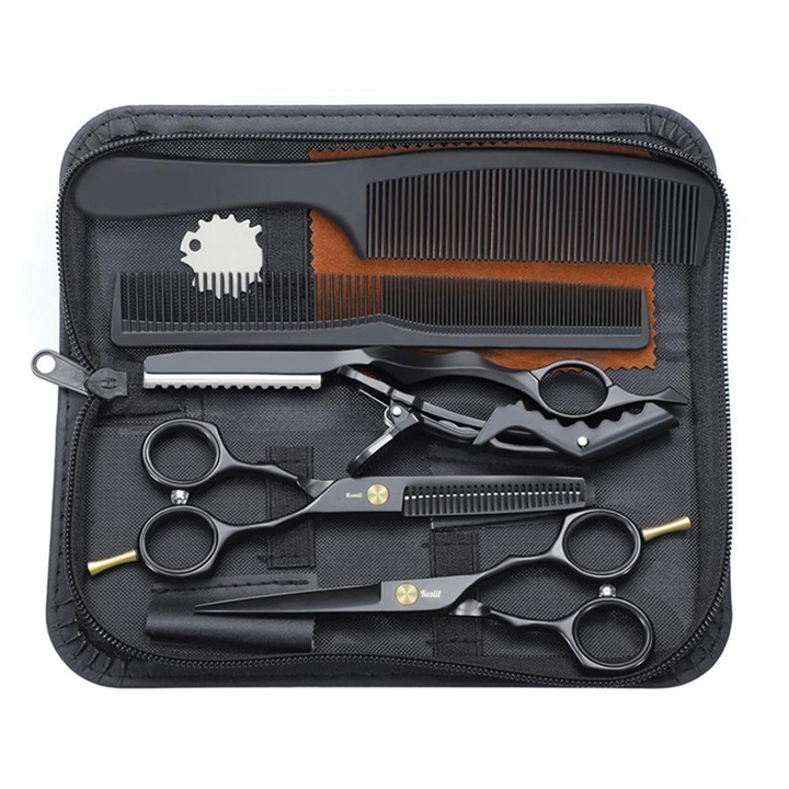 Set foarfece de tuns, Kosiil, 5.5 inch, cu 28 dinti, negru