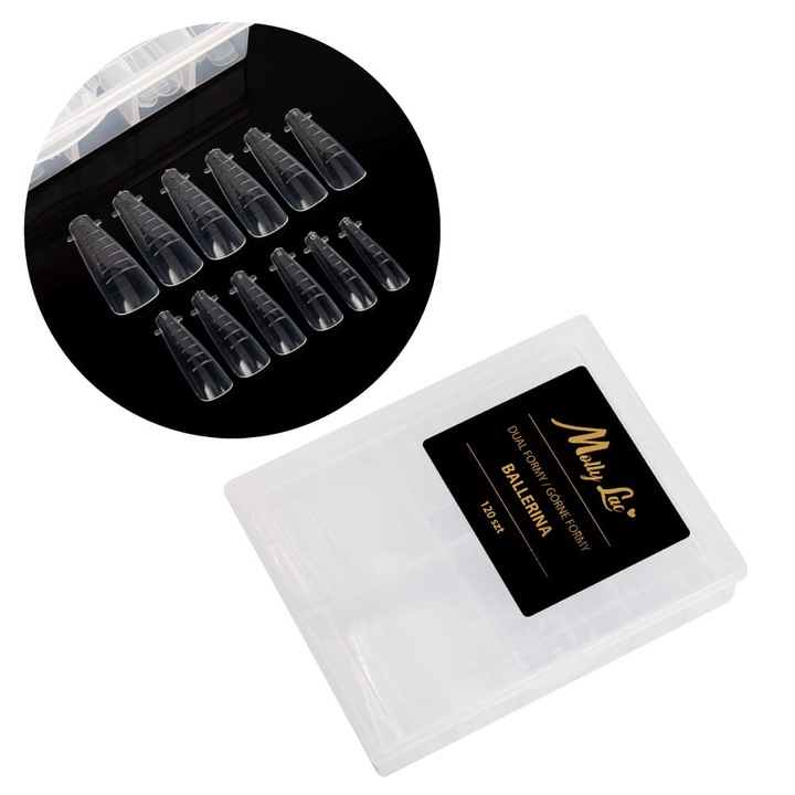 Forme duale pentru unghii MollyLac Balerina YQ-3, 120 buc, PVC, reutilizabile