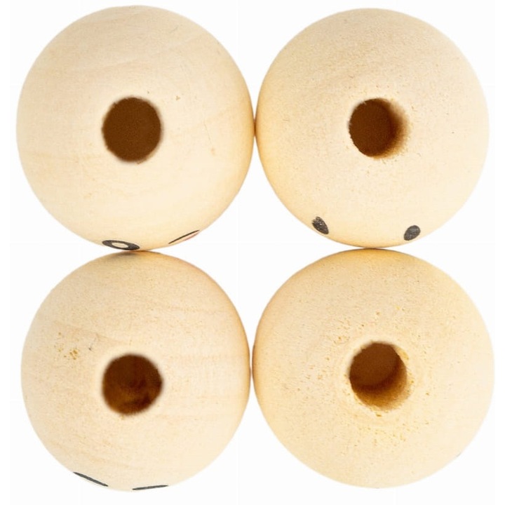 Set de 4 bile margele lemn BUZKI 25mm, ALIGA, multicolor, 6mm