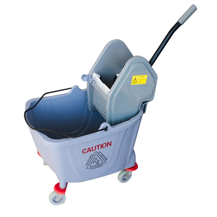 Carucior curatenie profesional cu presa,storcator 25L culoare gri
