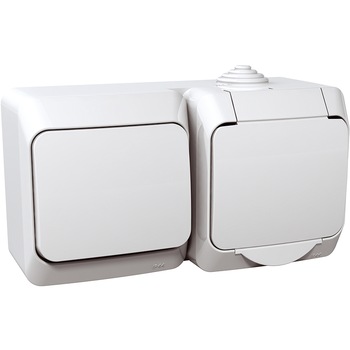 Priza si intrerupator simplu Schneider Cedar, IP44 Priza si intrerupator simplu Schneider Cedar, IP44