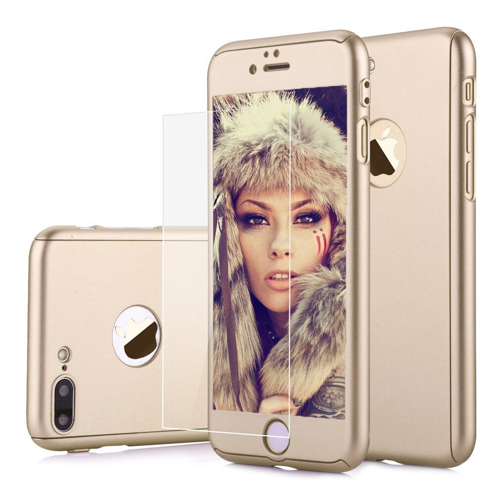 Husa FullBody MyStyle Gold pentru Apple iPhone 7 Plus acoperire completa 360 grade cu folie de protectie gratis