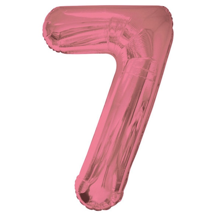 Фолиев балон цифра 7, PartyPro, розов, 100 см, 1 бр.