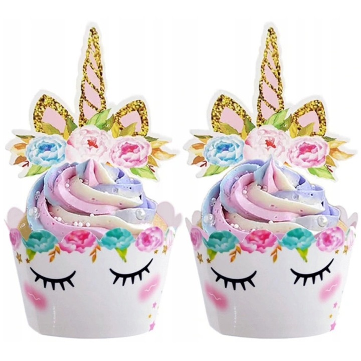 Muffin forma készlet, Jix, 6 darabos, 7,5 cm magas, unikornis design