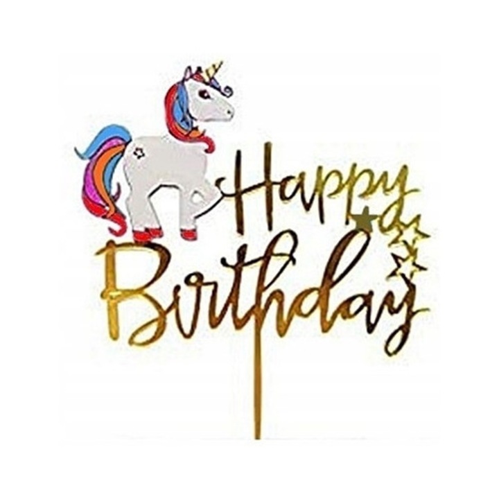 Топпер за торта Амиго, еднорози, декорация, 15,5x10,5см, комплект 1 бр.