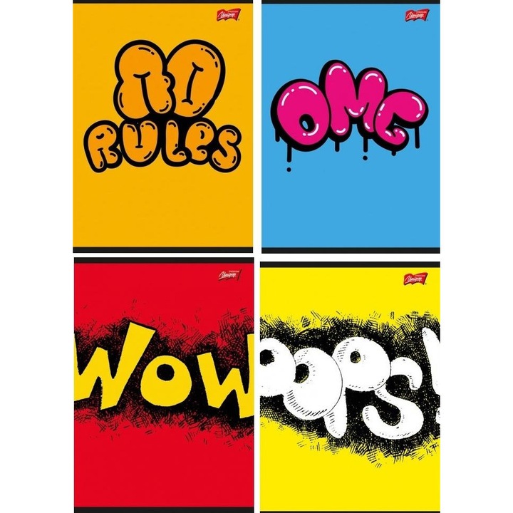 Unipap füzet szett, 10 db, A5, 60 lap, piros, margóval, lekerekített sarkokkal